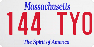 MA license plate 144TY0