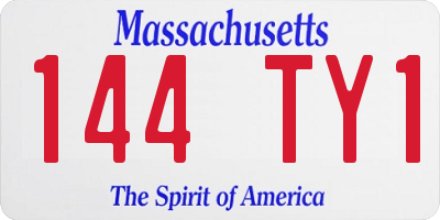 MA license plate 144TY1