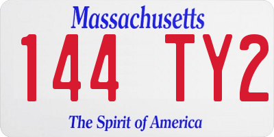 MA license plate 144TY2