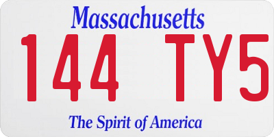 MA license plate 144TY5