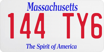 MA license plate 144TY6