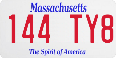 MA license plate 144TY8