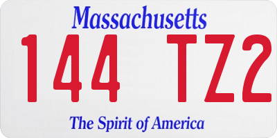 MA license plate 144TZ2