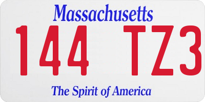 MA license plate 144TZ3
