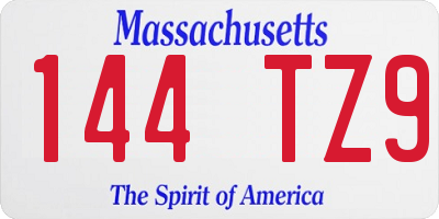 MA license plate 144TZ9