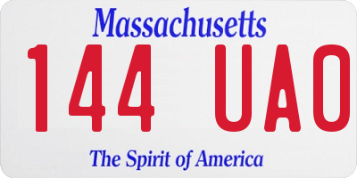 MA license plate 144UA0