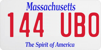 MA license plate 144UB0