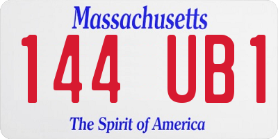 MA license plate 144UB1
