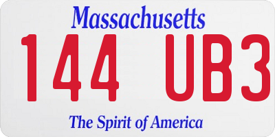 MA license plate 144UB3