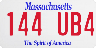 MA license plate 144UB4