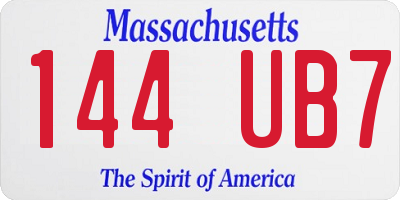 MA license plate 144UB7