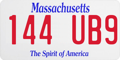 MA license plate 144UB9