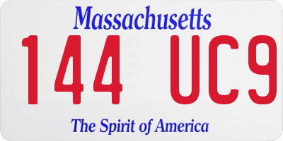 MA license plate 144UC9