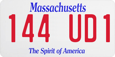 MA license plate 144UD1