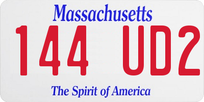 MA license plate 144UD2