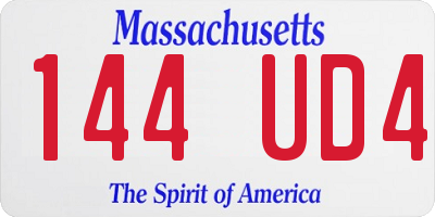 MA license plate 144UD4