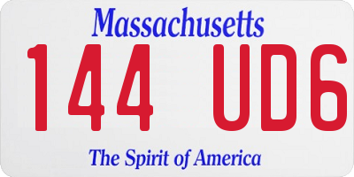 MA license plate 144UD6