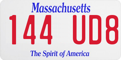 MA license plate 144UD8