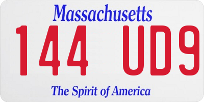 MA license plate 144UD9