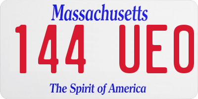 MA license plate 144UE0