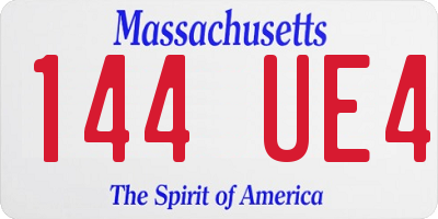MA license plate 144UE4