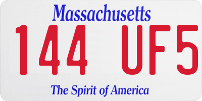 MA license plate 144UF5