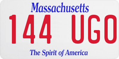 MA license plate 144UG0