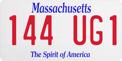 MA license plate 144UG1