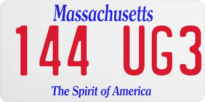 MA license plate 144UG3