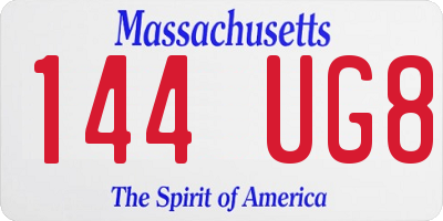 MA license plate 144UG8