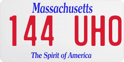MA license plate 144UH0