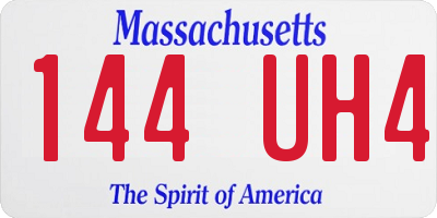 MA license plate 144UH4