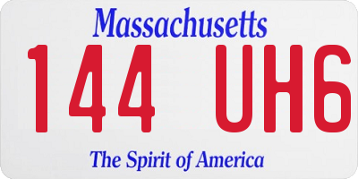MA license plate 144UH6