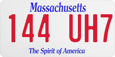 MA license plate 144UH7