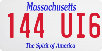 MA license plate 144UI6