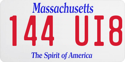 MA license plate 144UI8