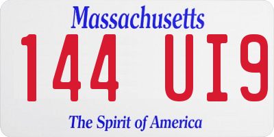 MA license plate 144UI9