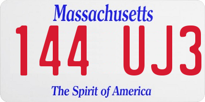 MA license plate 144UJ3