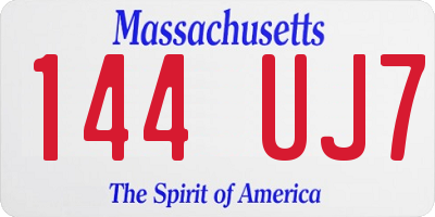 MA license plate 144UJ7