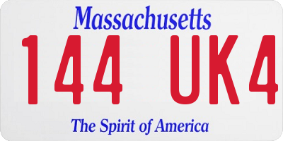 MA license plate 144UK4