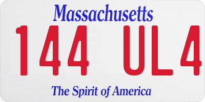 MA license plate 144UL4