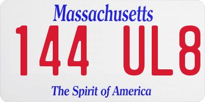 MA license plate 144UL8