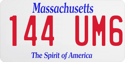 MA license plate 144UM6