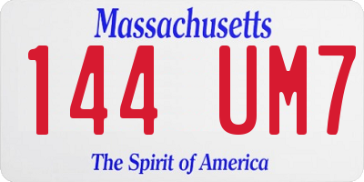 MA license plate 144UM7