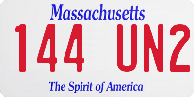 MA license plate 144UN2