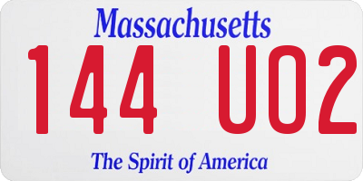 MA license plate 144UO2