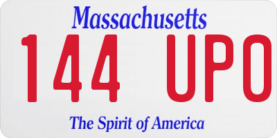 MA license plate 144UP0