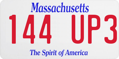 MA license plate 144UP3