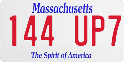 MA license plate 144UP7