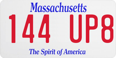MA license plate 144UP8